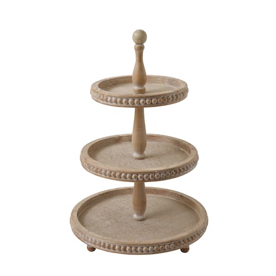 Hello Honey® 24.8" Round 3 Tier Decorative Wood Tray